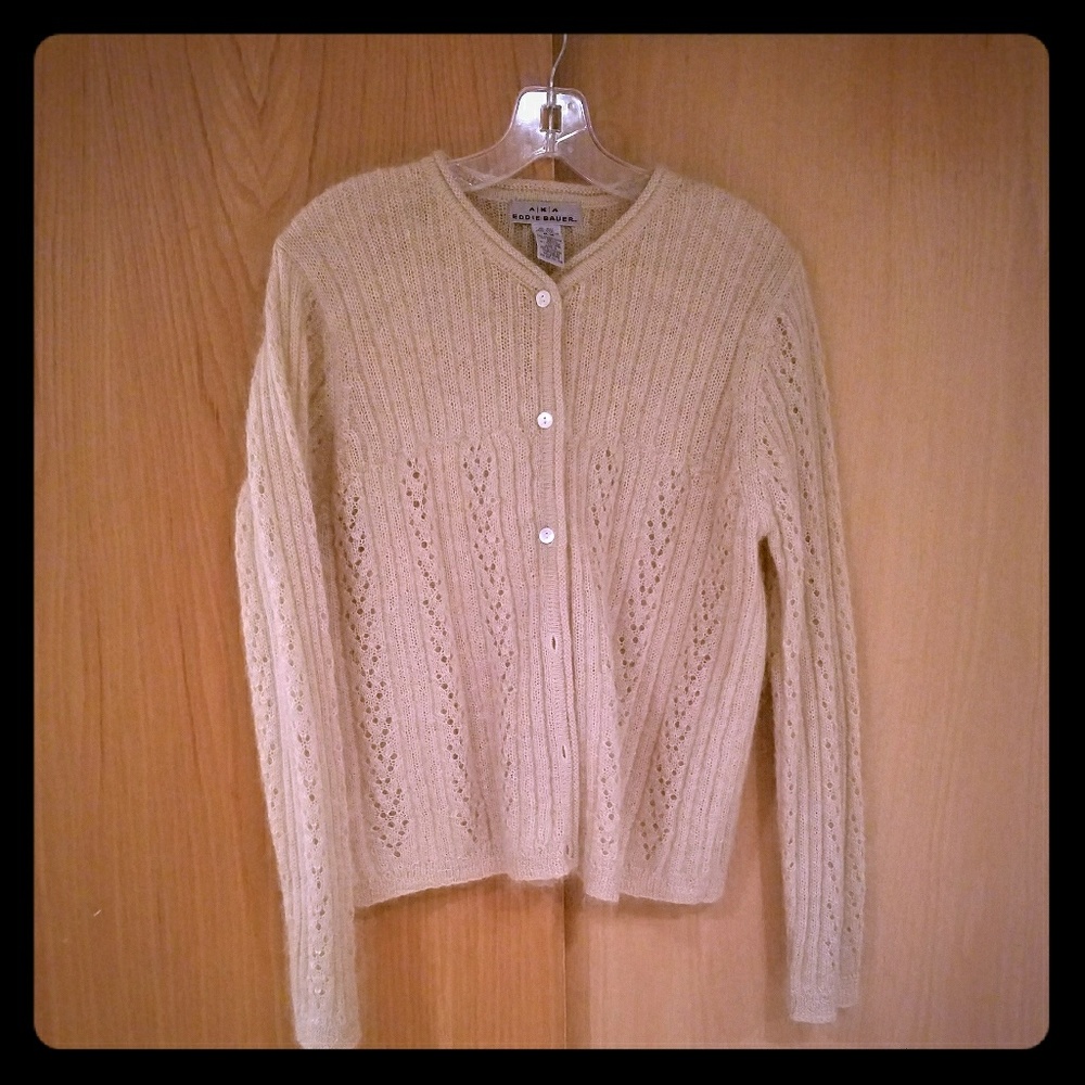 Lace knit Eddie Bauer cardigan button up sweater
